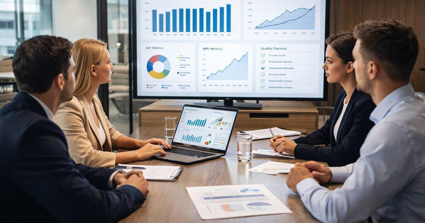 ISO KPI metrics and quality checklist review meeting