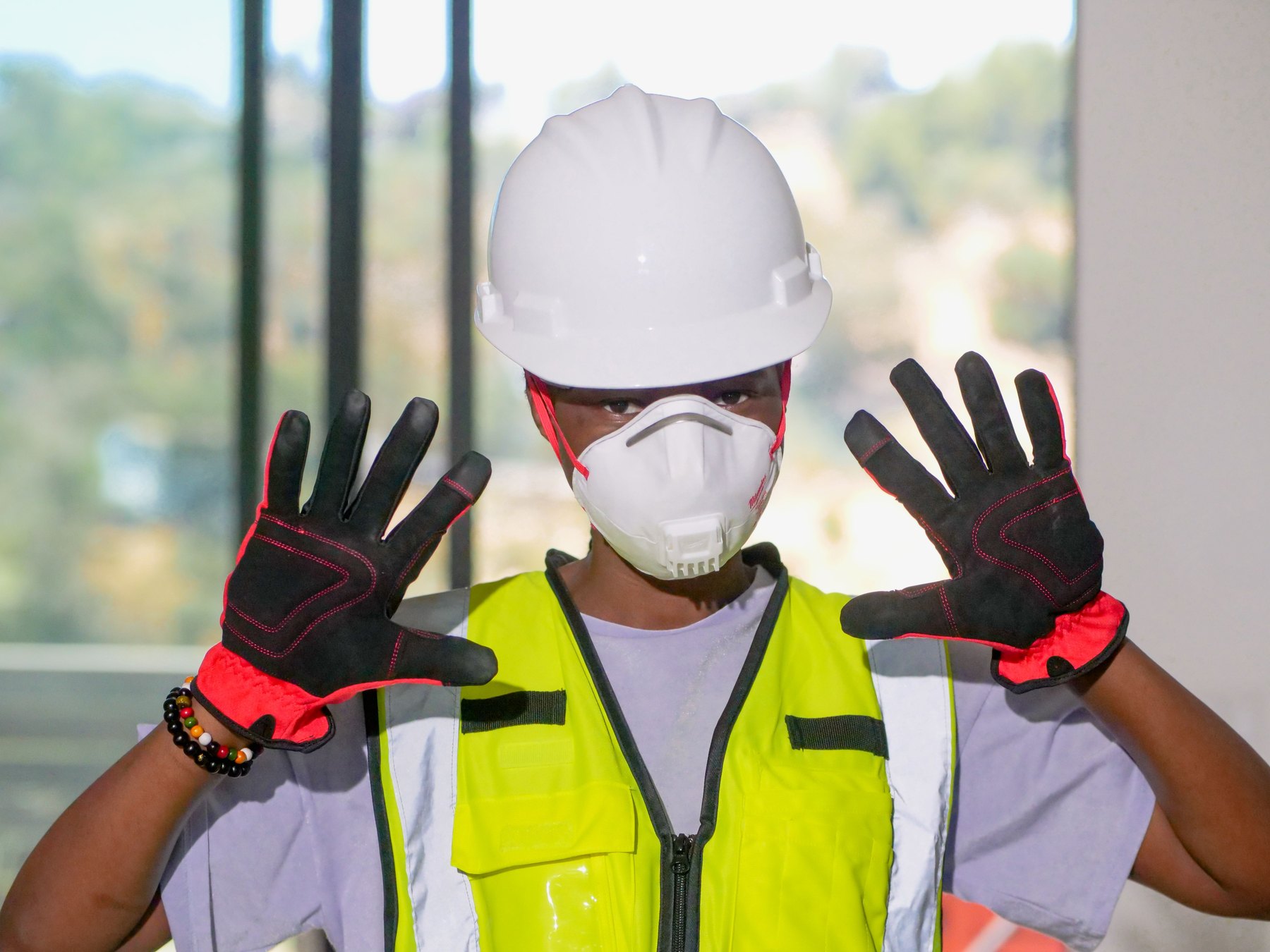 Worker wearing personal protective equipment
